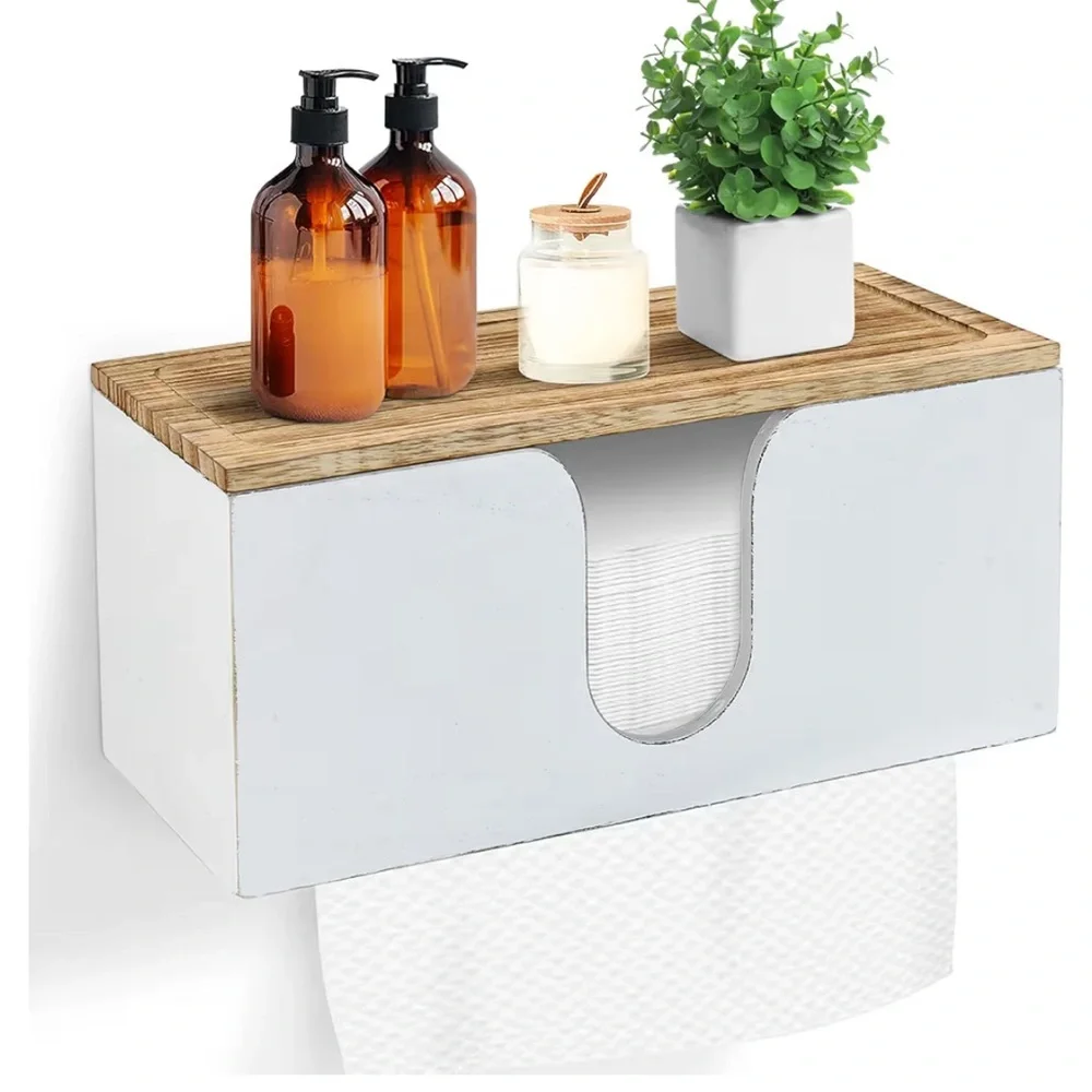 Solid Wood Paper Towel Dispenser Wall Mounted, Folded Paper Towel Holder